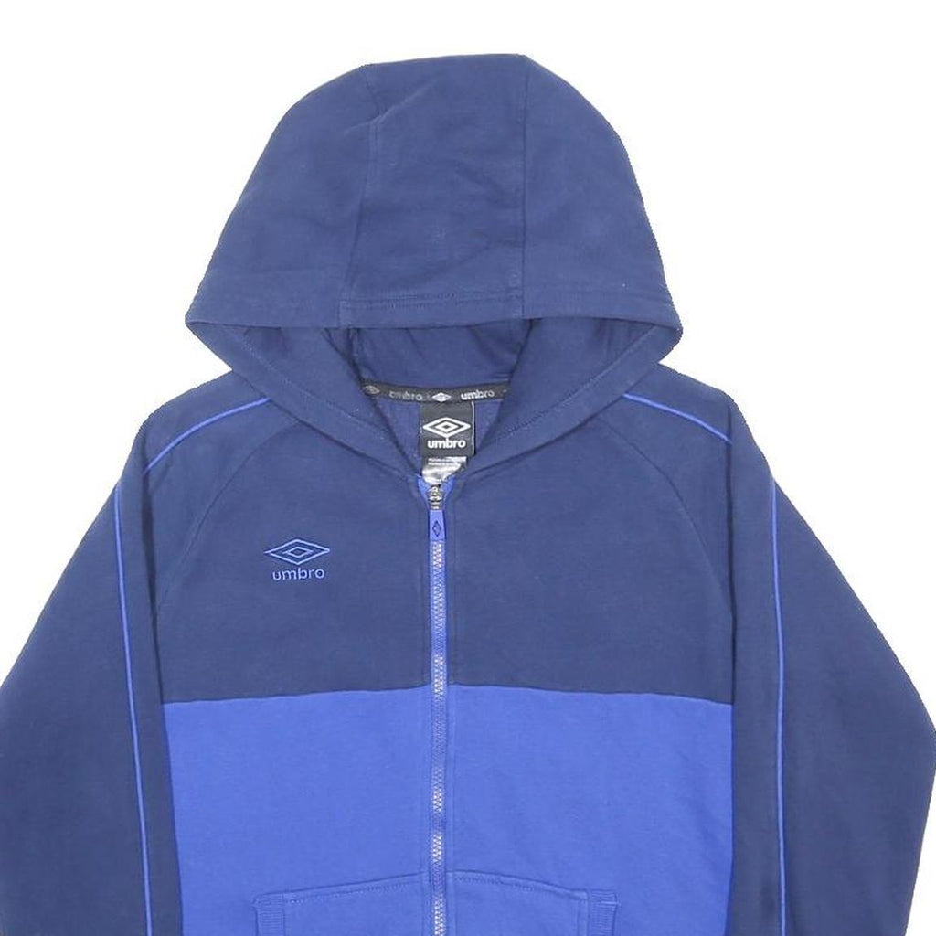 UMBRO Boys Blue & Navy Zip Up Hoodie L Cotton Blend Sportswear