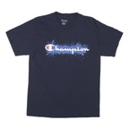 CHAMPION Mens Navy Blue Graphic T-Shirt M Short Sleeve Crew Neck Cotton Blend