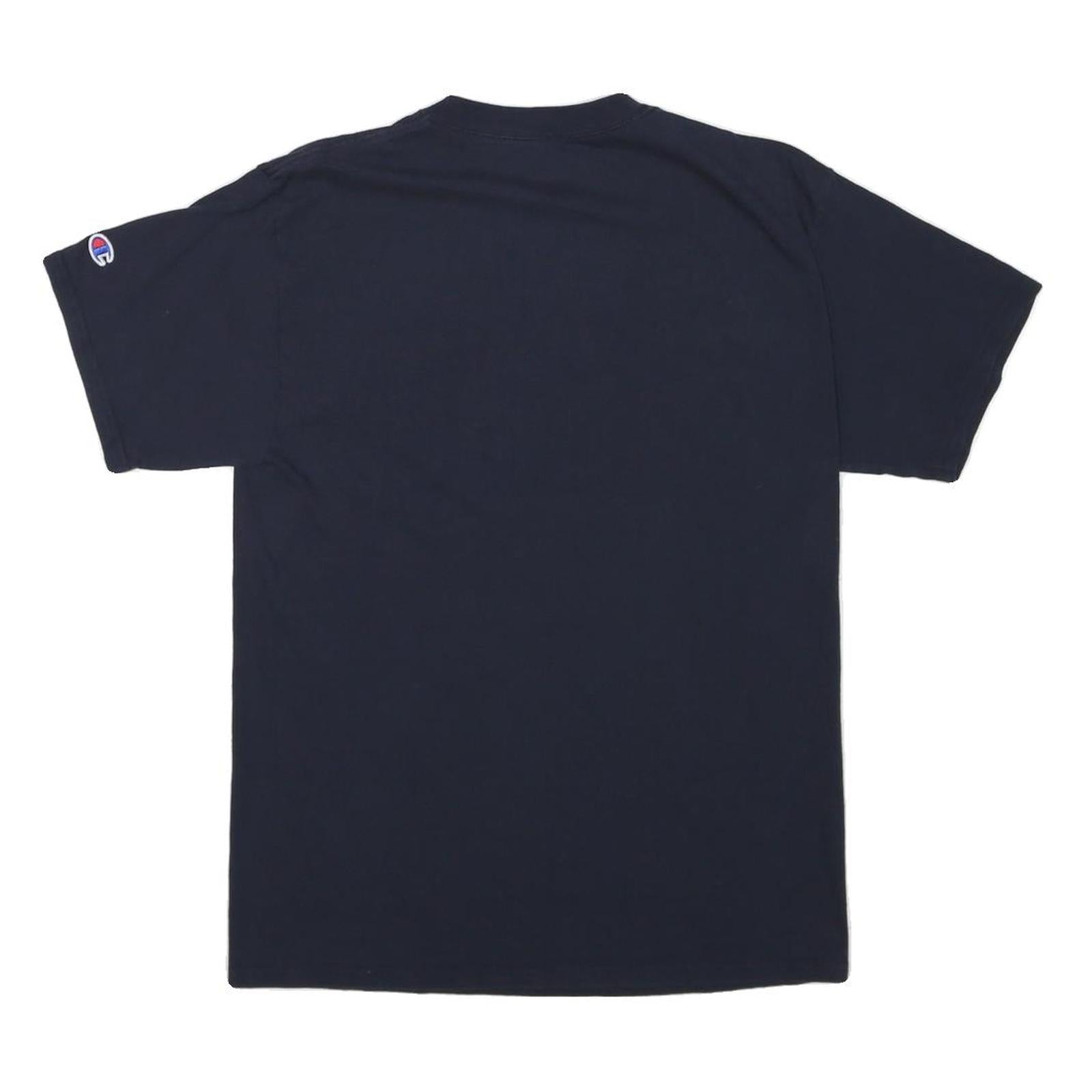 CHAMPION Mens Navy Blue Graphic T-Shirt M Short Sleeve Crew Neck Cotton Blend
