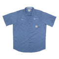 CARHARTT Mens Blue Work Shirt Accurate Plumbing Embroidered Logo L Relaxed Fit