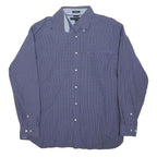 TOMMY HILFIGER Mens Blue Checked Shirt M Button Down Cotton Blend Smart Casual