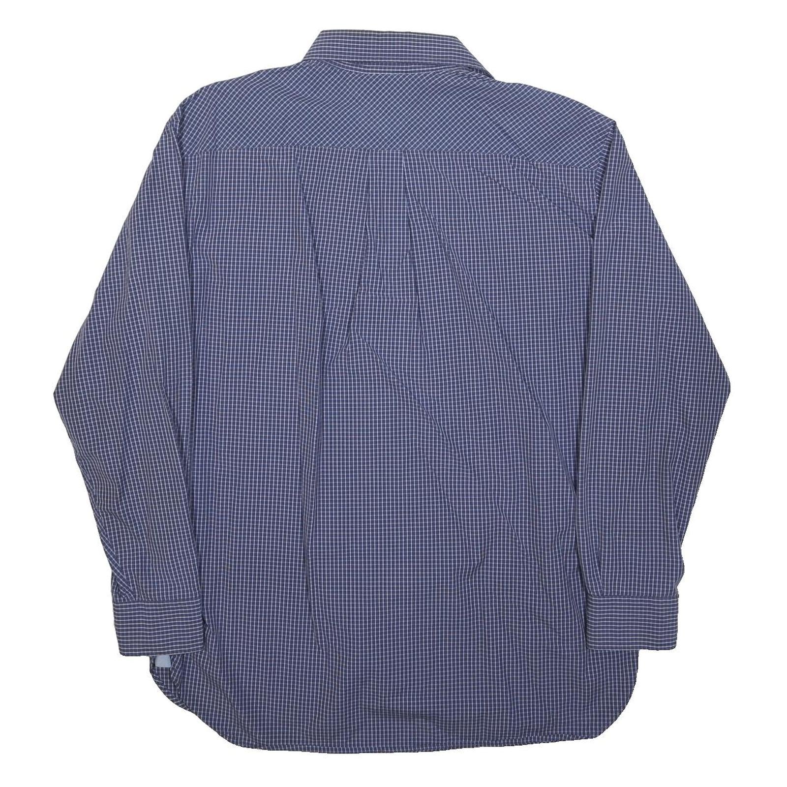 TOMMY HILFIGER Mens Blue Checked Shirt M Button Down Cotton Blend Smart Casual