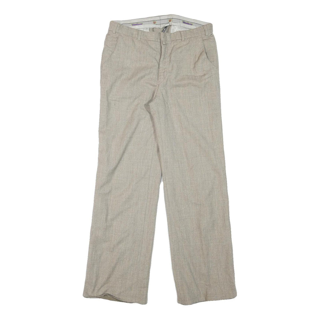 Womens Regular Fit Beige Wool Blend Zip Closure Trousers W29 L29 Classic