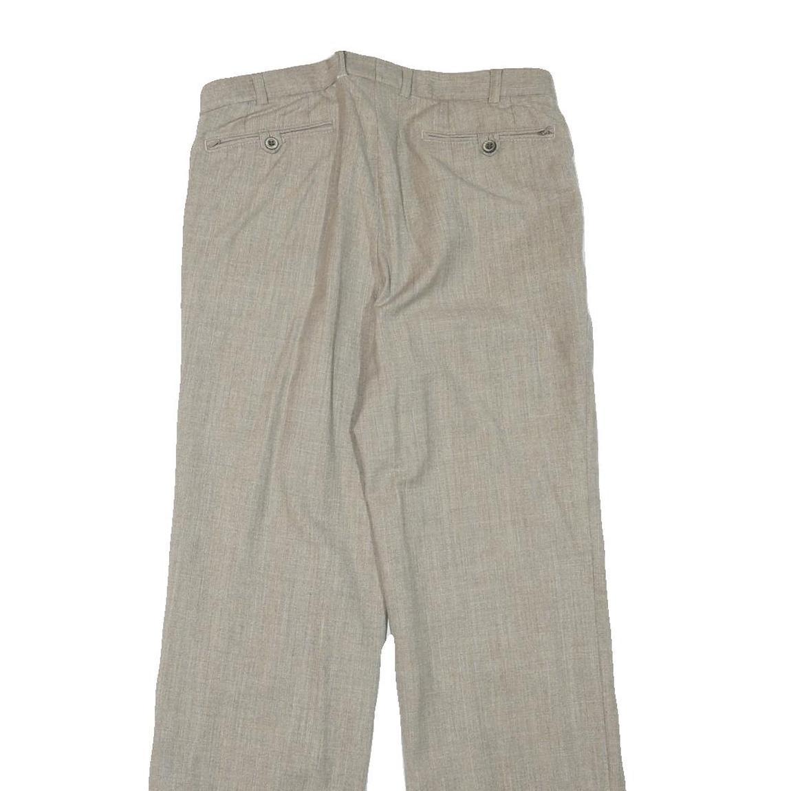 Womens Regular Fit Beige Wool Blend Zip Closure Trousers W29 L29 Classic