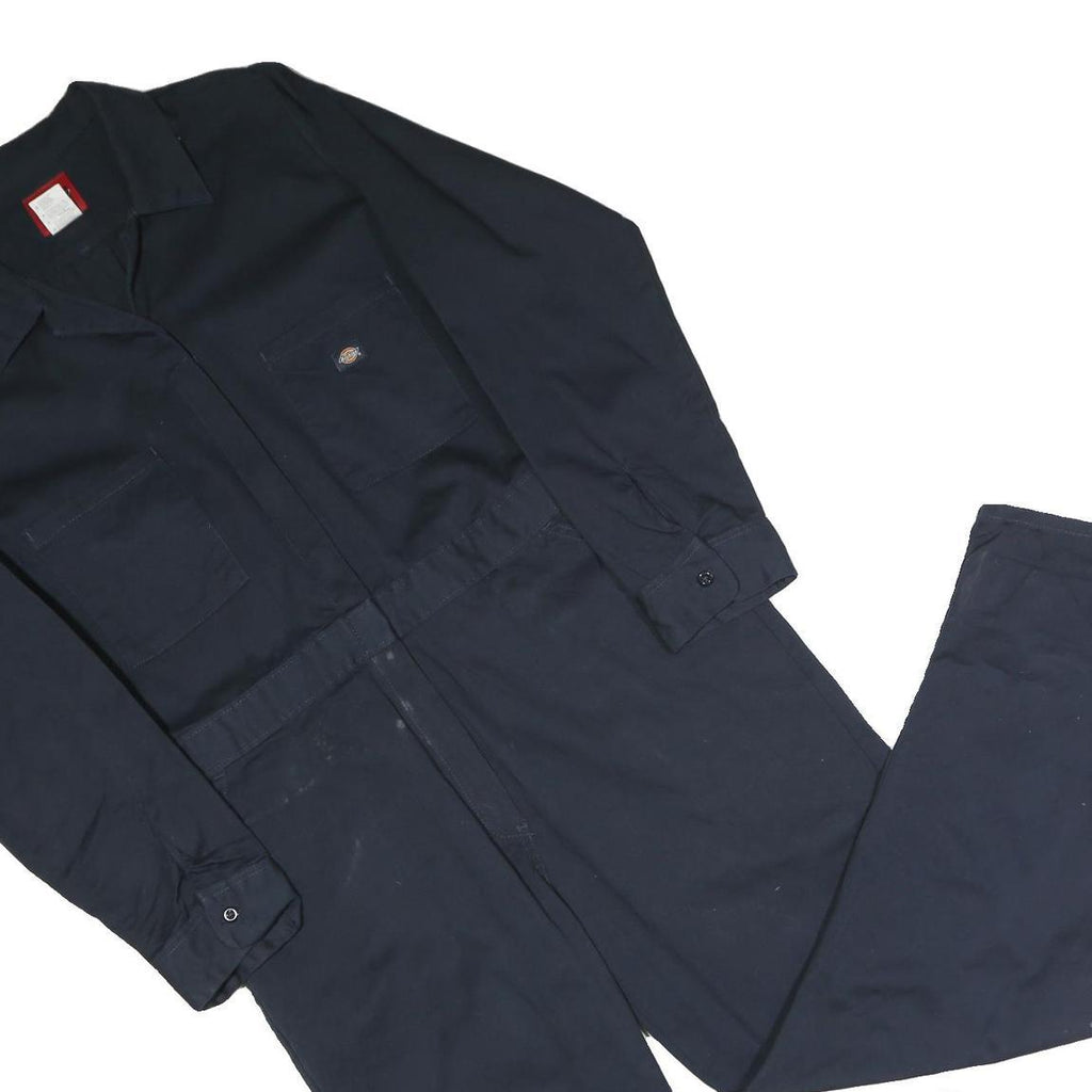 DICKIES Mens Navy Blue Dungarees Regular Fit Polyester Blend XL W44 L30 Workwear