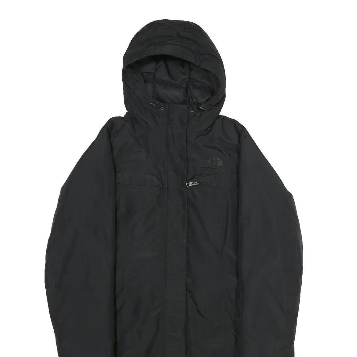 THE NORTH FACE Womens Black Nylon Outdoor Jacket S Zip Hooded Plain