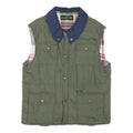 NOBLESSIMO Mens Green & Navy Sleeveless Jacket XL Polyester Blend Quilted Zip