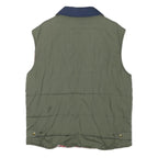 NOBLESSIMO Mens Green & Navy Sleeveless Jacket XL Polyester Blend Quilted Zip