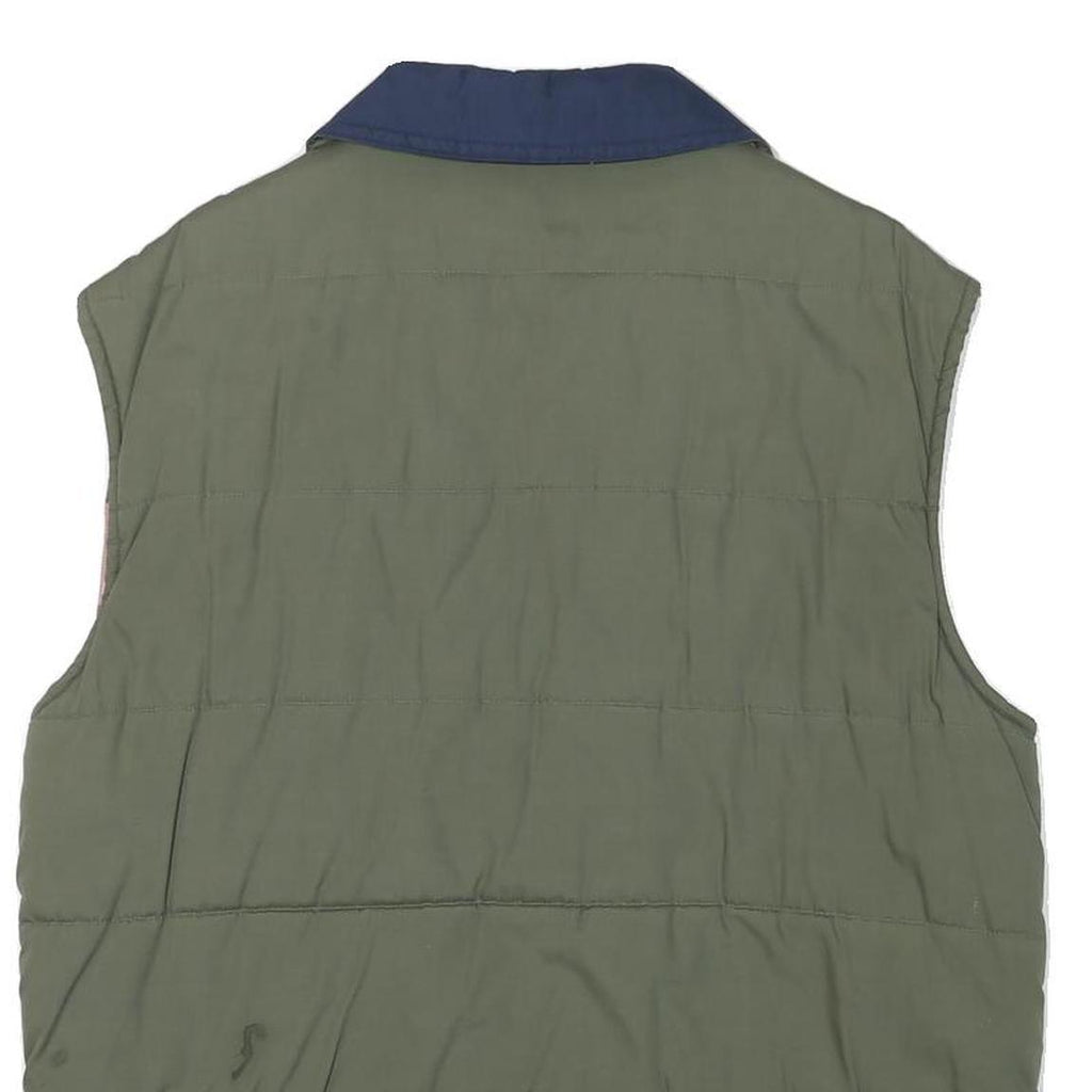 NOBLESSIMO Mens Green & Navy Sleeveless Jacket XL Polyester Blend Quilted Zip