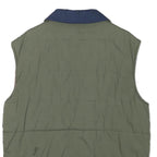 NOBLESSIMO Mens Green & Navy Sleeveless Jacket XL Polyester Blend Quilted Zip
