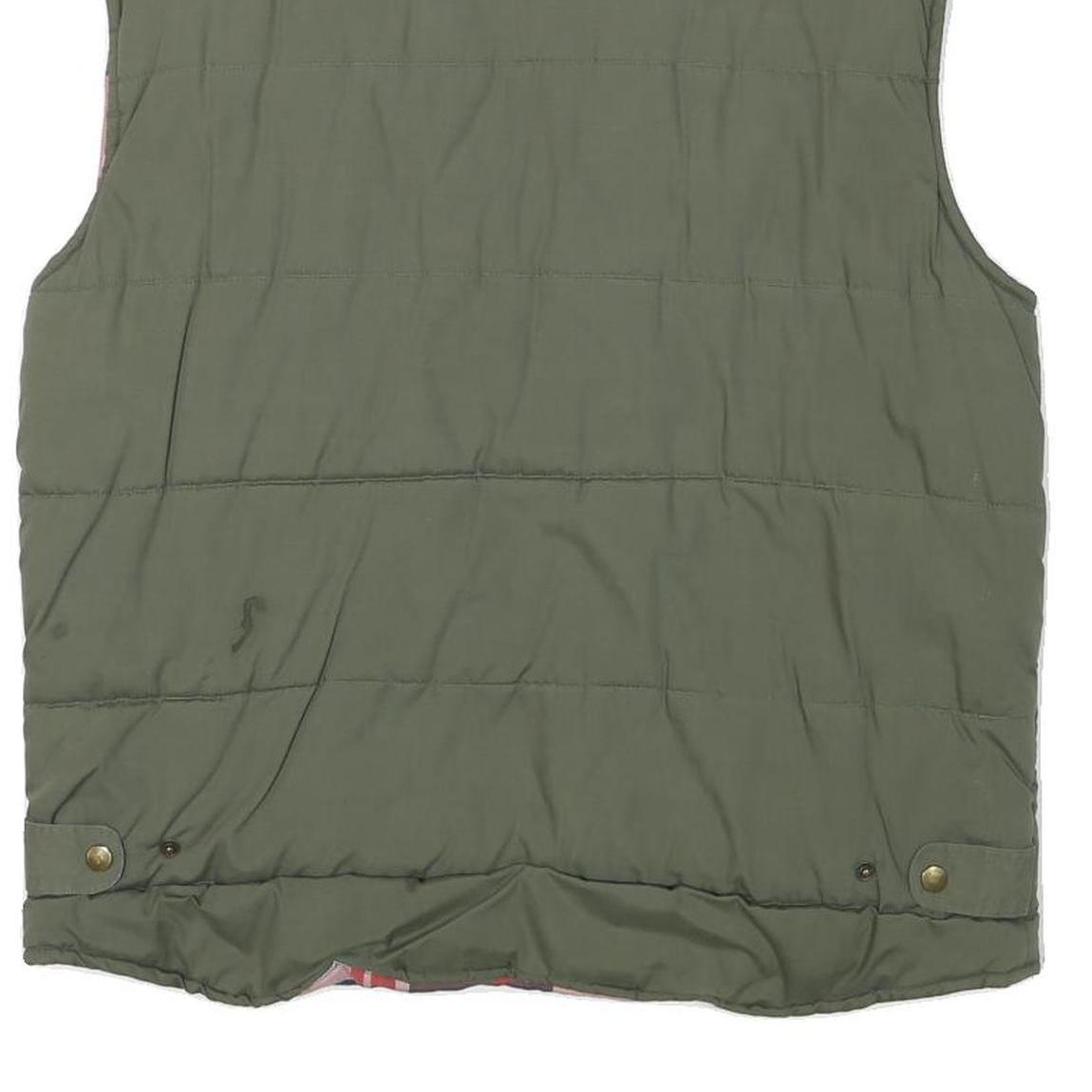 NOBLESSIMO Mens Green & Navy Sleeveless Jacket XL Polyester Blend Quilted Zip