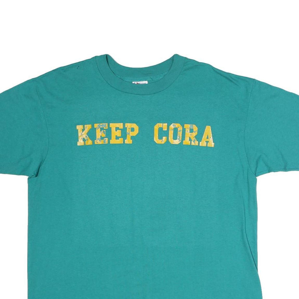 HANES Mens Green Keep Cora Graphic T-Shirt XL Short Sleeve Crew Neck Casual