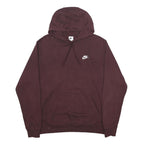 NIKE Mens Maroon Pullover Hoodie L Cotton Blend Drawstring Hood Casual