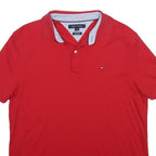 TOMMY HILFIGER Mens Red Short Sleeve Plain M Cotton Polo Shirt