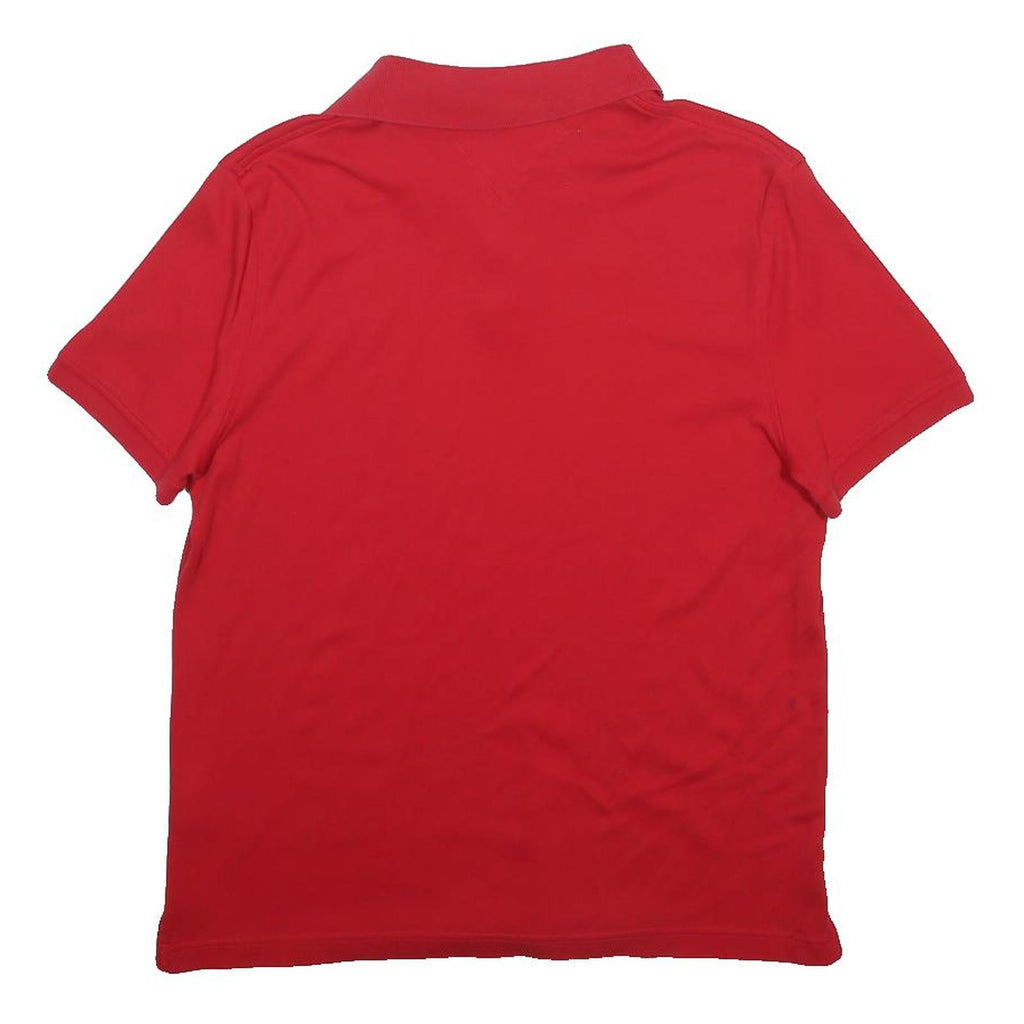 TOMMY HILFIGER Mens Red Short Sleeve Plain M Cotton Polo Shirt