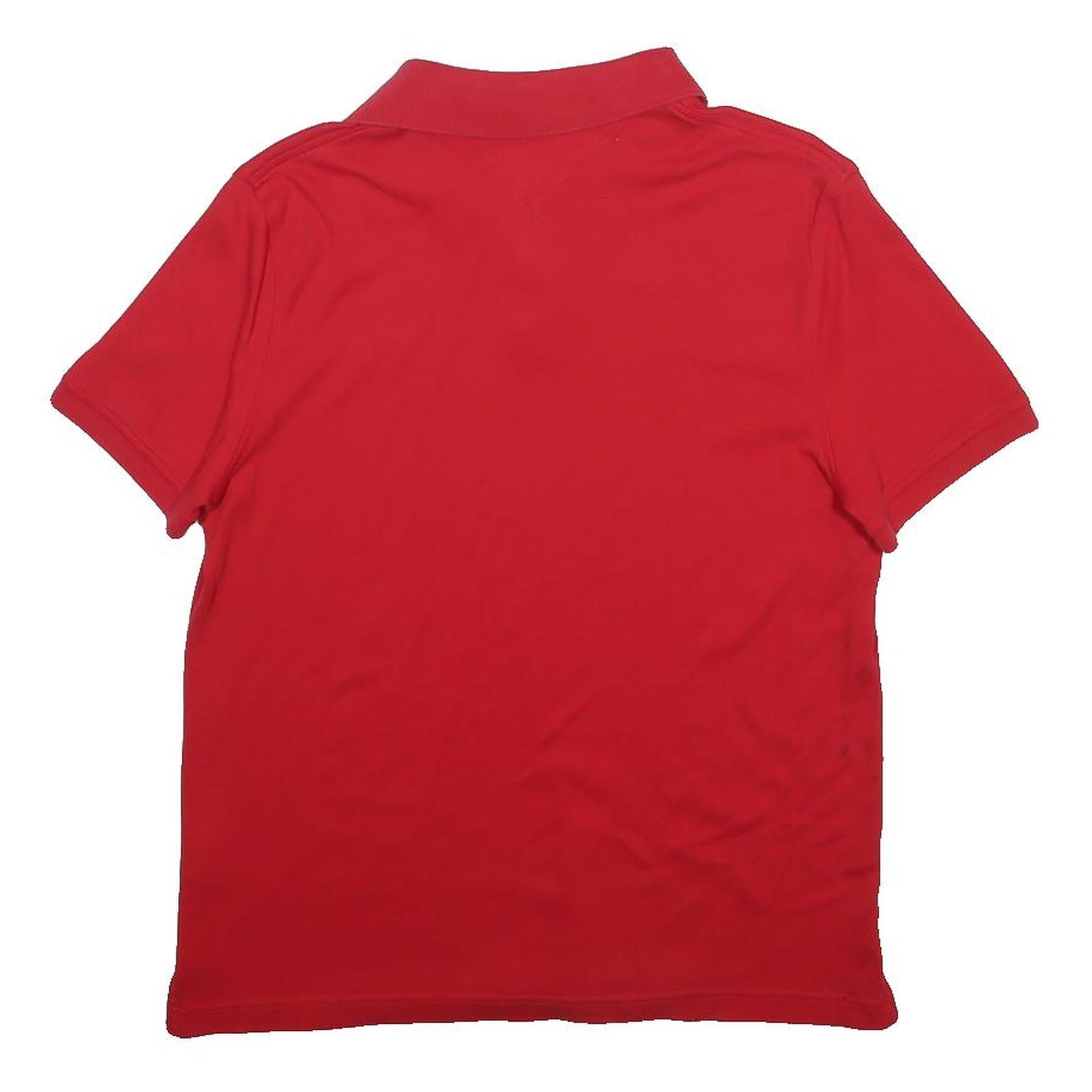 TOMMY HILFIGER Mens Red Short Sleeve Plain M Cotton Polo Shirt