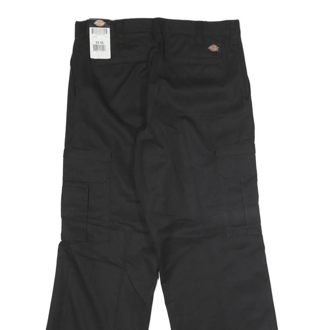 DICKIES Mens Black Regular Fit Straight Leg Trousers W33 L30 Durable Workwear