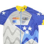 OLE Mens Blue & Yellow Cycling T-Shirt 2XL Short Sleeve Zip Up Sportswear