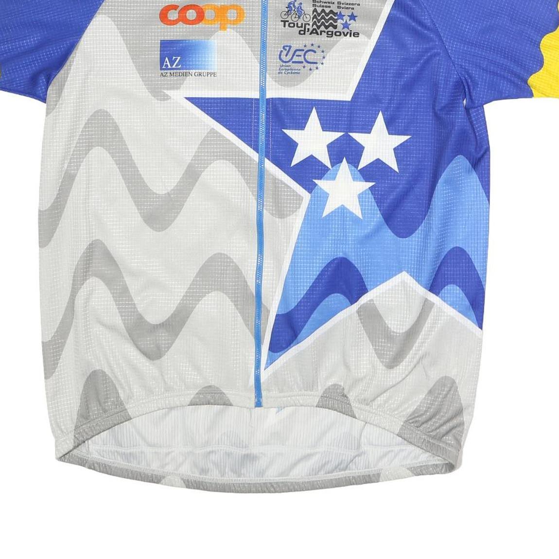 OLE Mens Blue & Yellow Cycling T-Shirt 2XL Short Sleeve Zip Up Sportswear