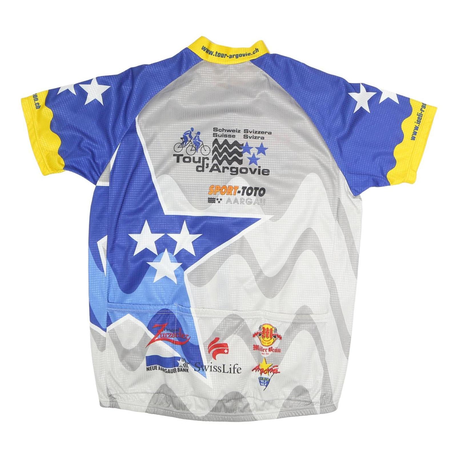 OLE Mens Blue & Yellow Cycling T-Shirt 2XL Short Sleeve Zip Up Sportswear