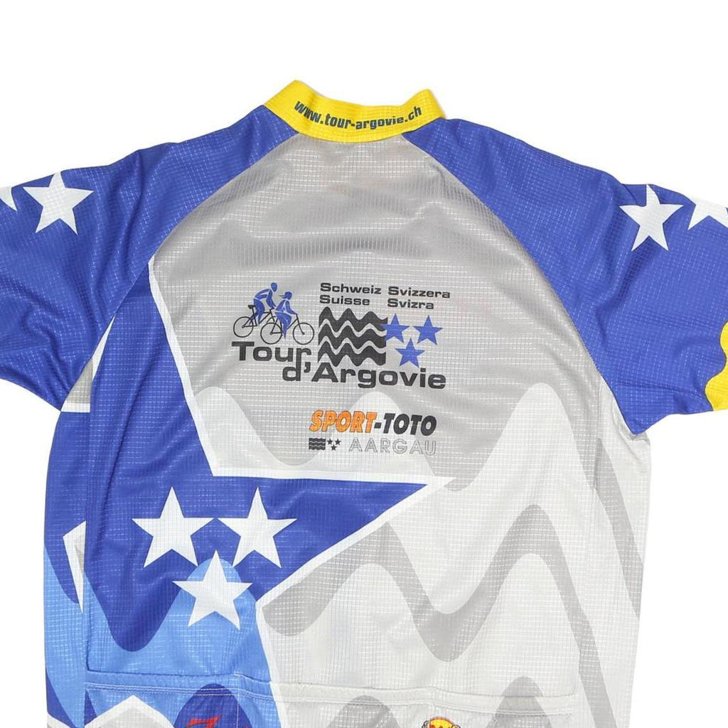 OLE Mens Blue & Yellow Cycling T-Shirt 2XL Short Sleeve Zip Up Sportswear
