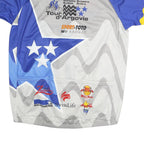 OLE Mens Blue & Yellow Cycling T-Shirt 2XL Short Sleeve Zip Up Sportswear