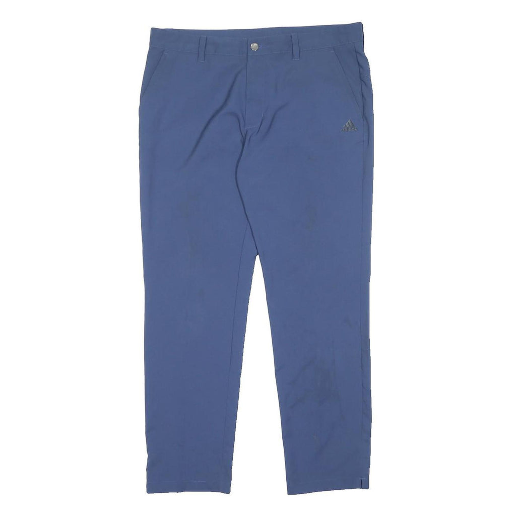 ADIDAS Womens Polyester Blend Blue Regular Straight Trousers W34 L30 Casual Zip