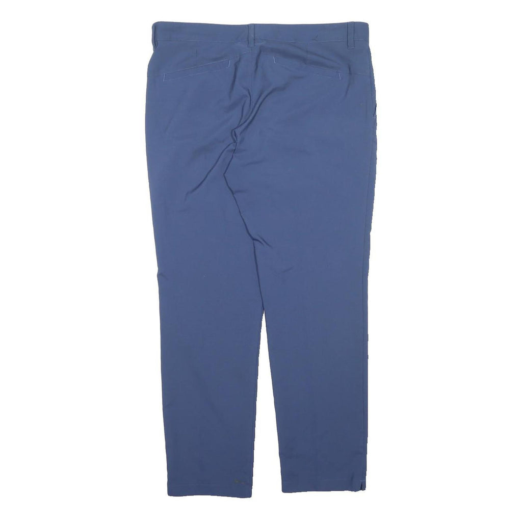 ADIDAS Womens Polyester Blend Blue Regular Straight Trousers W34 L30 Casual Zip