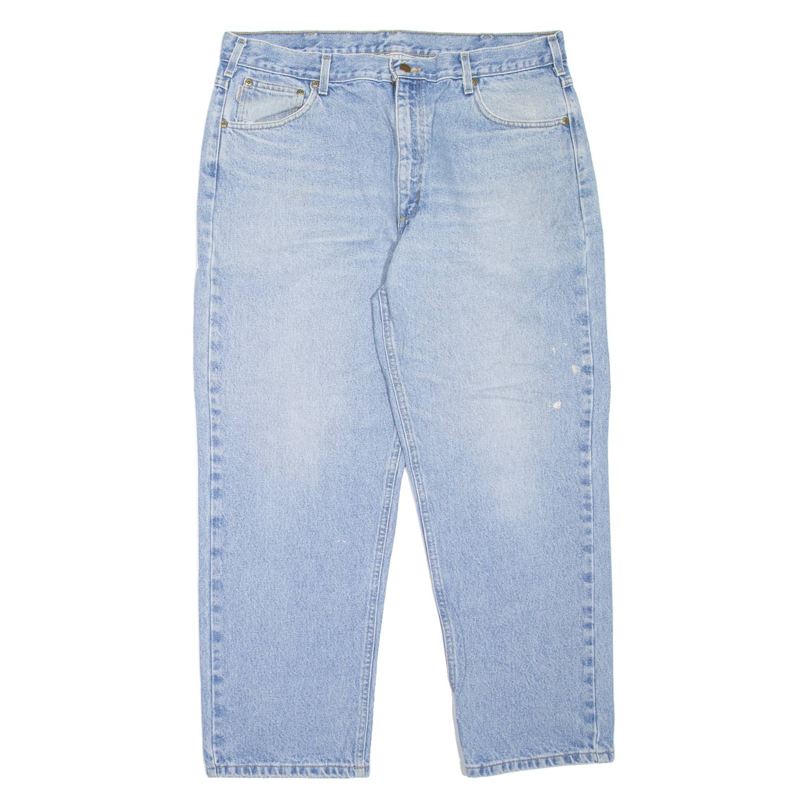 CARHARTT Workwear Mens Jeans Blue Relaxed Tapered Stone Wash W37 L30