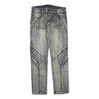 Womens Blue Regular Fit Denim Jeans Cotton Blend W34 L33 Quilted Panel Design