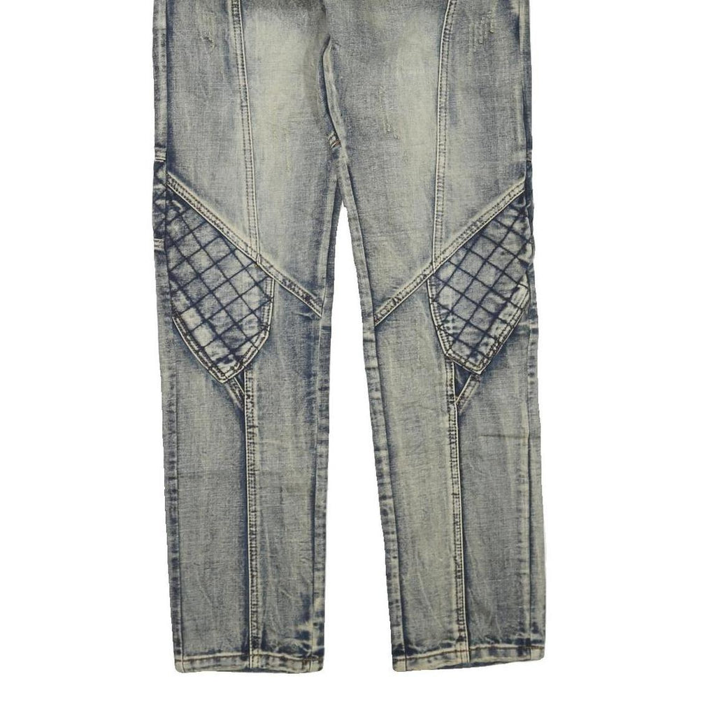 Womens Blue Regular Fit Denim Jeans Cotton Blend W34 L33 Quilted Panel Design