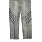 Womens Blue Regular Fit Denim Jeans Cotton Blend W34 L33 Quilted Panel Design