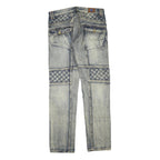 Womens Blue Regular Fit Denim Jeans Cotton Blend W34 L33 Quilted Panel Design