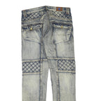 Womens Blue Regular Fit Denim Jeans Cotton Blend W34 L33 Quilted Panel Design