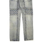 Womens Blue Regular Fit Denim Jeans Cotton Blend W34 L33 Quilted Panel Design