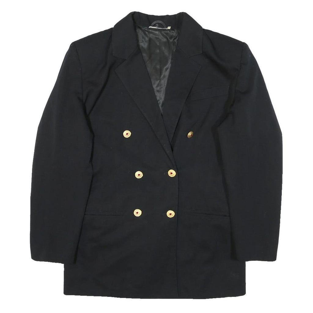 Womens Black Red Heart Plain Button Jacket M Polyester Blend Classic