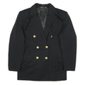 Womens Black Red Heart Plain Button Jacket M Polyester Blend Classic