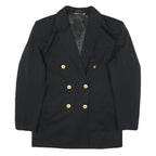 Womens Black Red Heart Plain Button Jacket M Polyester Blend Classic