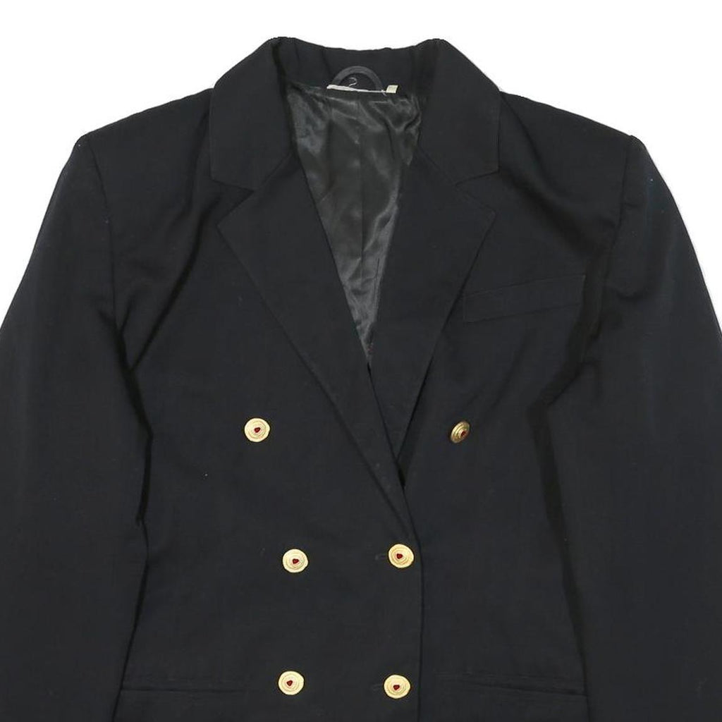 Womens Black Red Heart Plain Button Jacket M Polyester Blend Classic