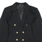 Womens Black Red Heart Plain Button Jacket M Polyester Blend Classic