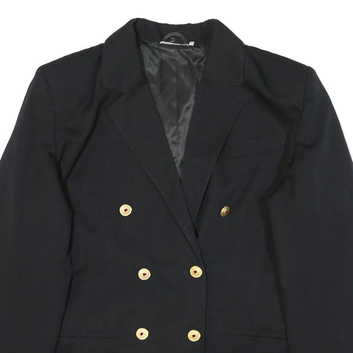 Womens Black Red Heart Plain Button Jacket M Polyester Blend Classic