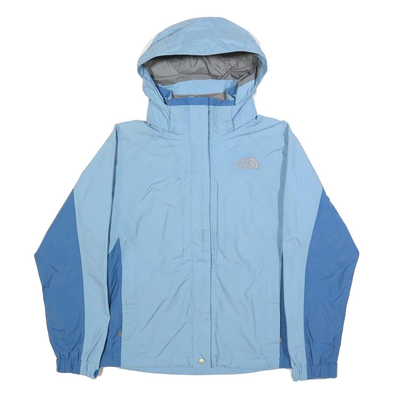 THE NORTH FACE Womens Blue & Light Blue Outdoor Jacket S Nylon Zip Plain Hooded