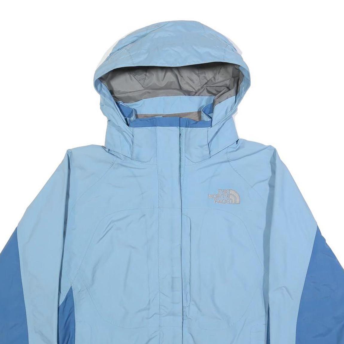 THE NORTH FACE Womens Blue & Light Blue Outdoor Jacket S Nylon Zip Plain Hooded
