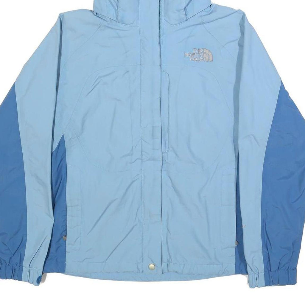 THE NORTH FACE Womens Blue & Light Blue Outdoor Jacket S Nylon Zip Plain Hooded