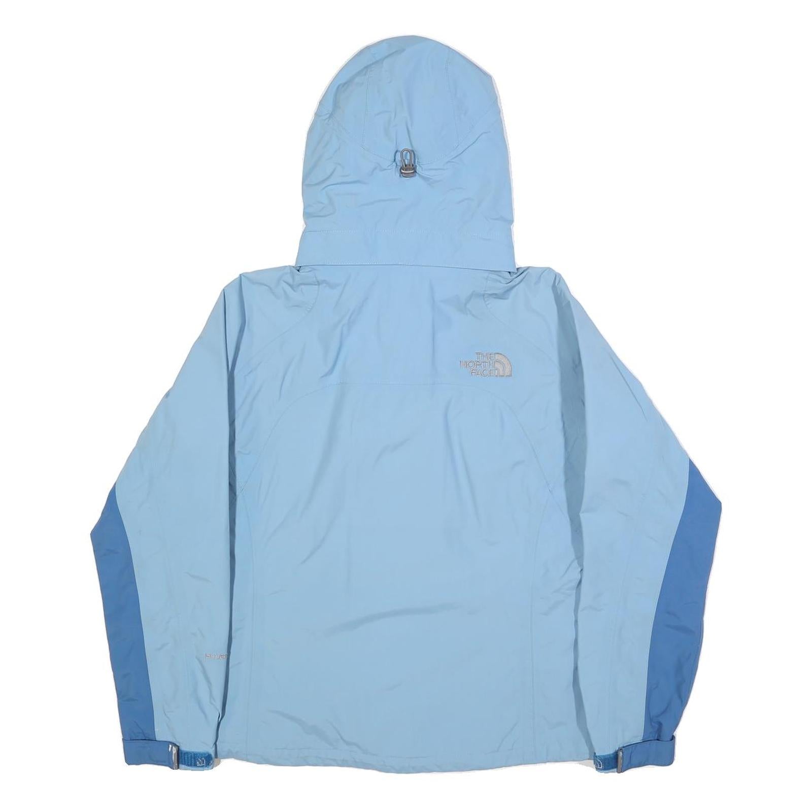 THE NORTH FACE Womens Blue & Light Blue Outdoor Jacket S Nylon Zip Plain Hooded