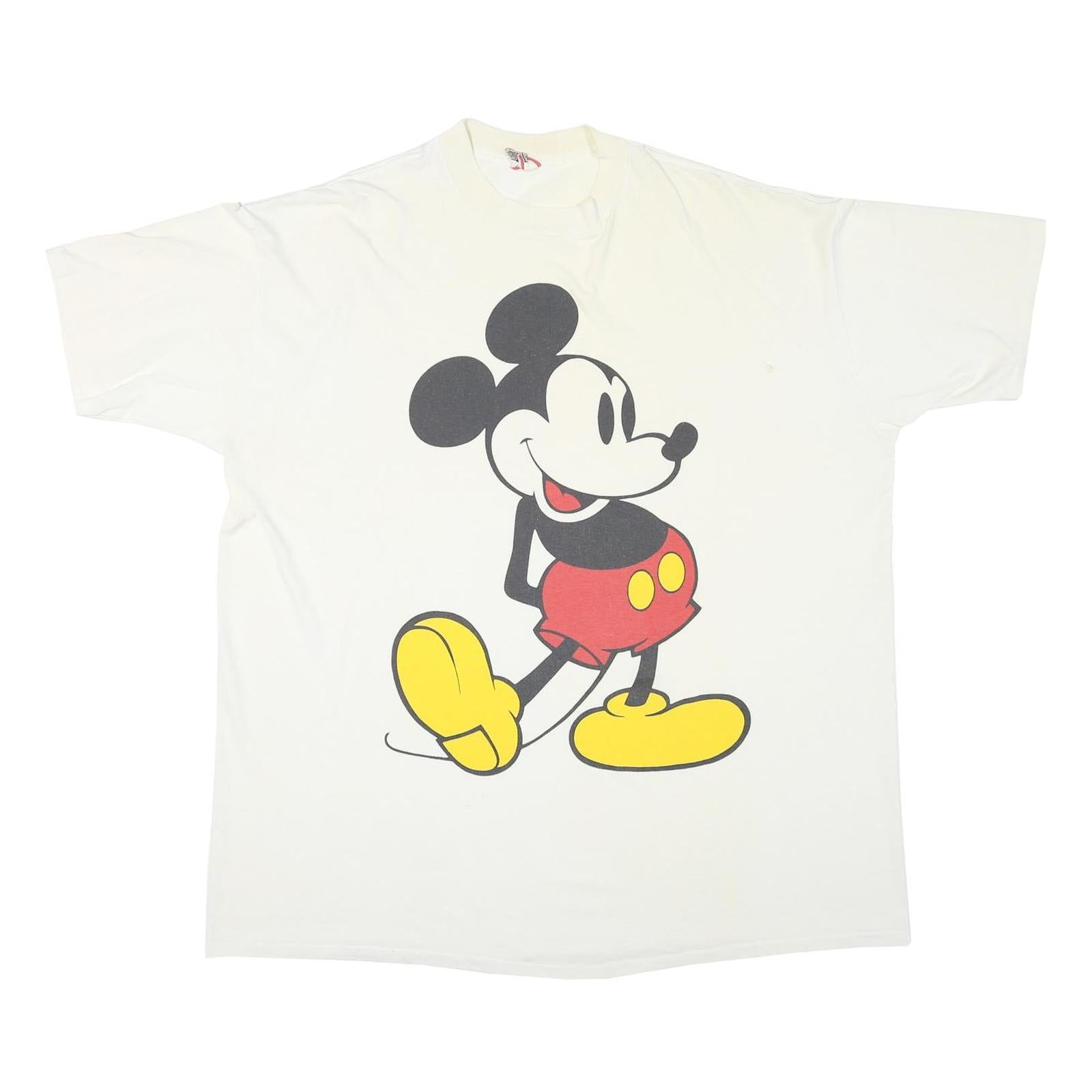 DISNEY Mens White Mickey Mouse Graphic T-Shirt One Size Short Sleeve Crew Neck