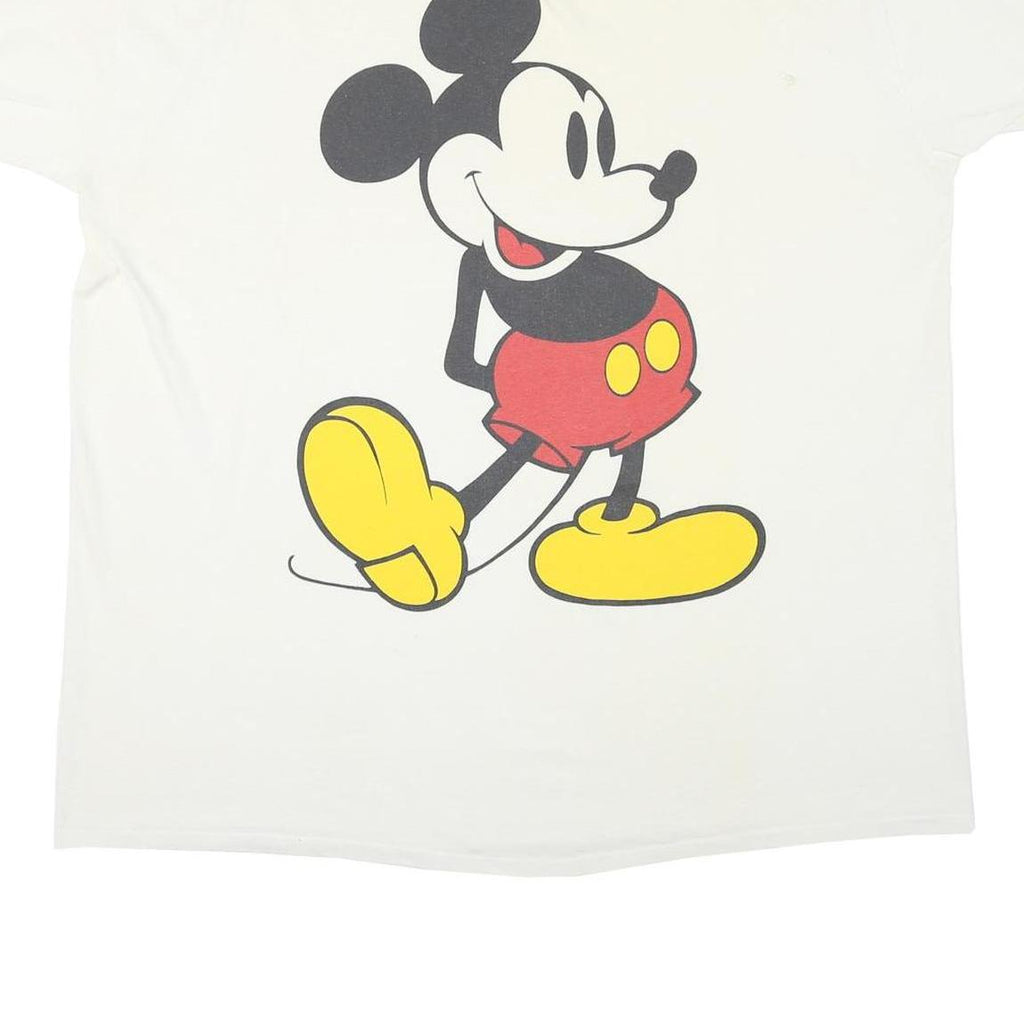 DISNEY Mens White Mickey Mouse Graphic T-Shirt One Size Short Sleeve Crew Neck