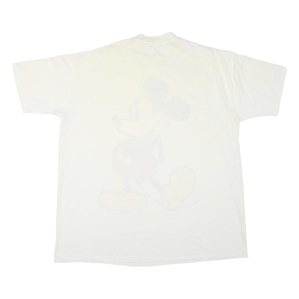 DISNEY Mens White Mickey Mouse Graphic T-Shirt One Size Short Sleeve Crew Neck