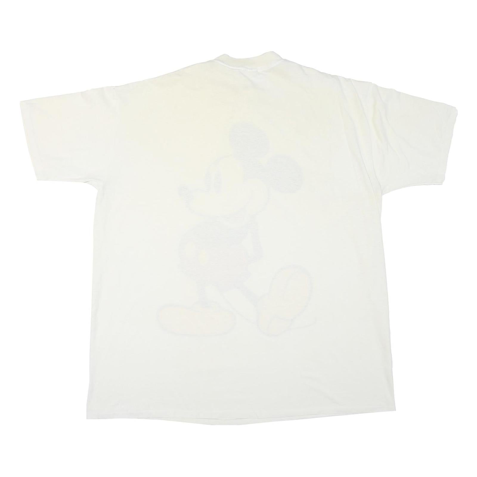 DISNEY Mens White Mickey Mouse Graphic T-Shirt One Size Short Sleeve Crew Neck