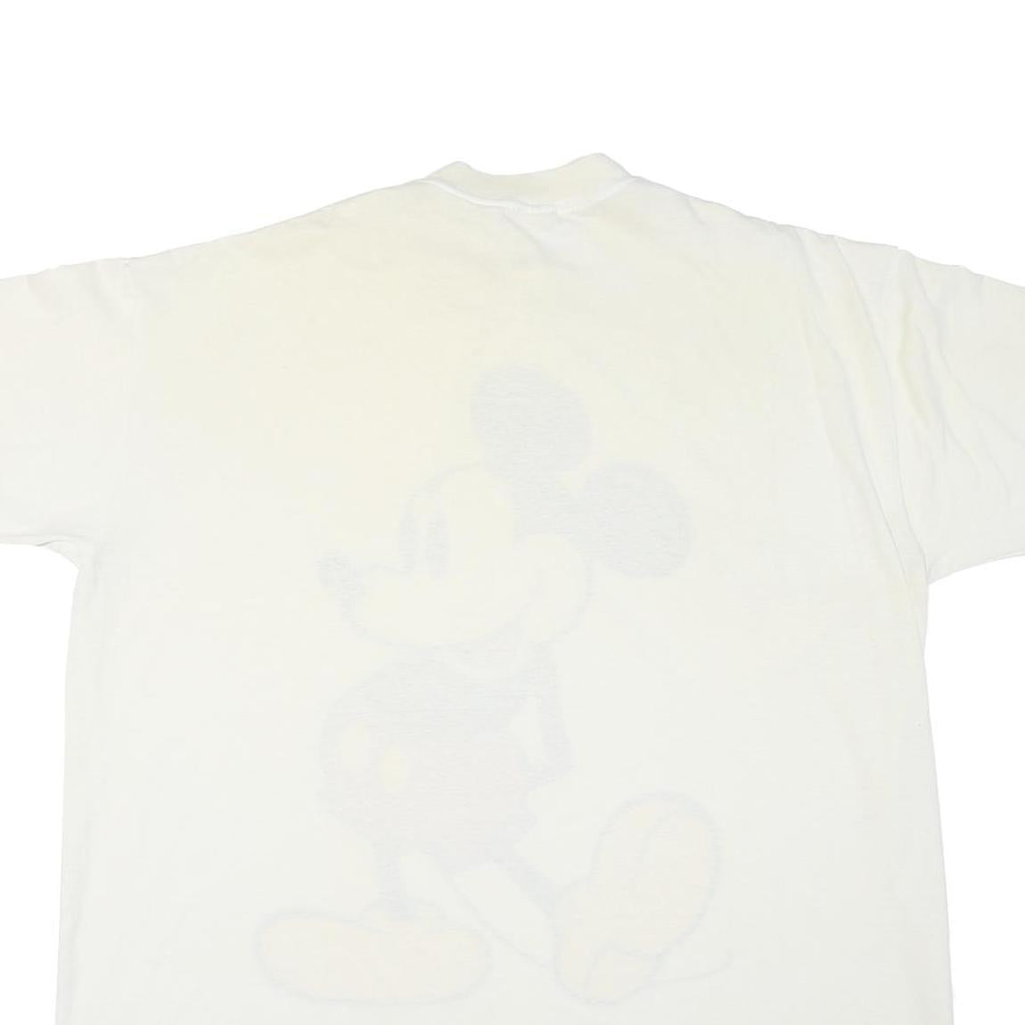 DISNEY Mens White Mickey Mouse Graphic T-Shirt One Size Short Sleeve Crew Neck